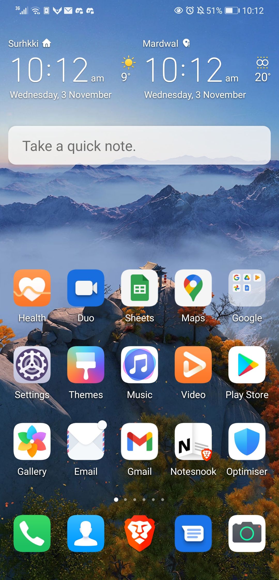 Notesnook widget for android on home screen