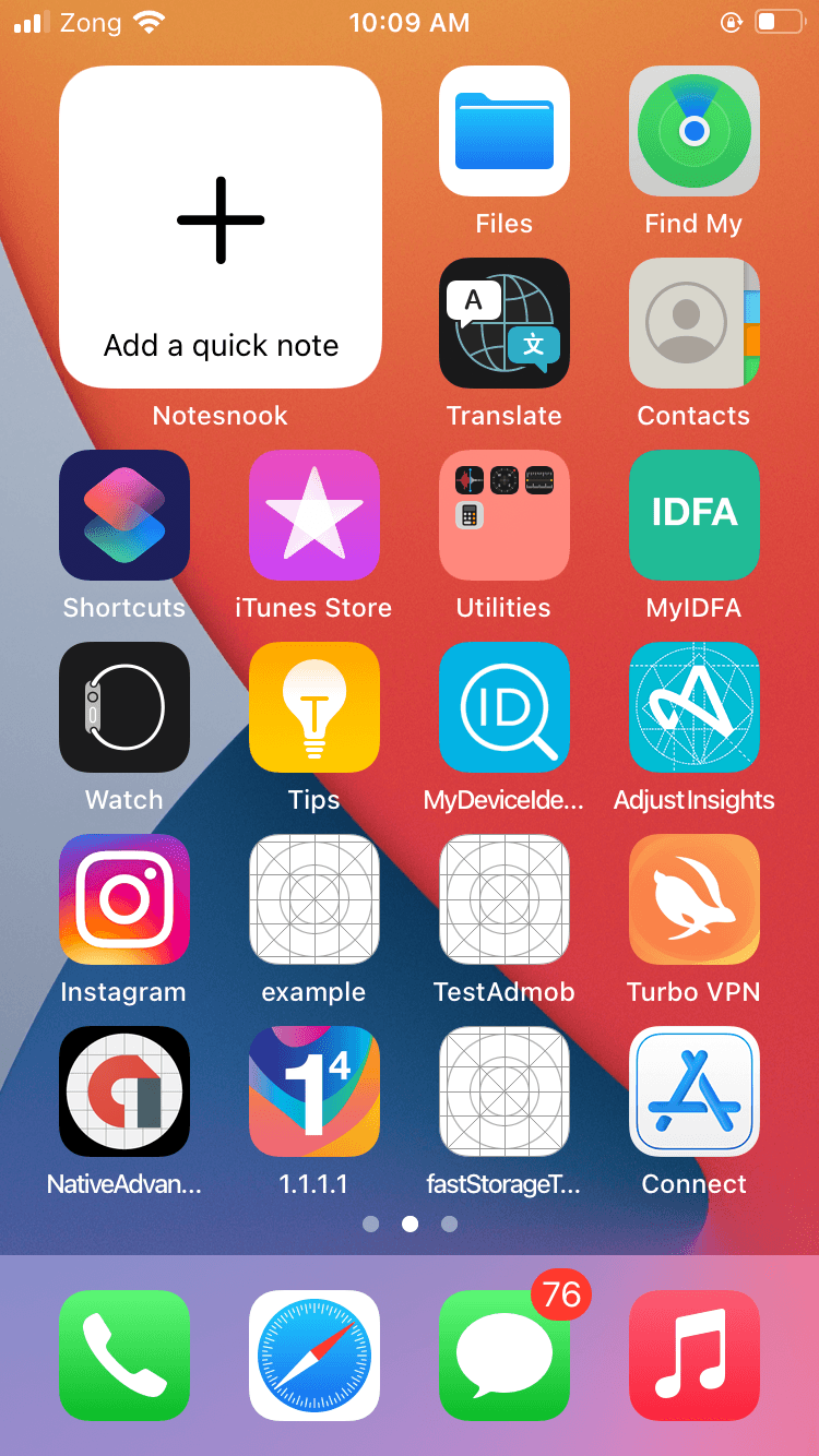 Notesnook widget on iOS on home screen