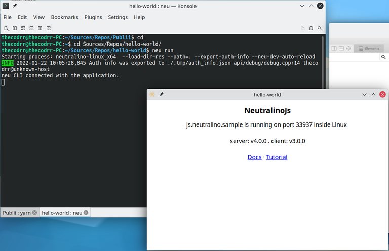 Neutralino JS app running in native window