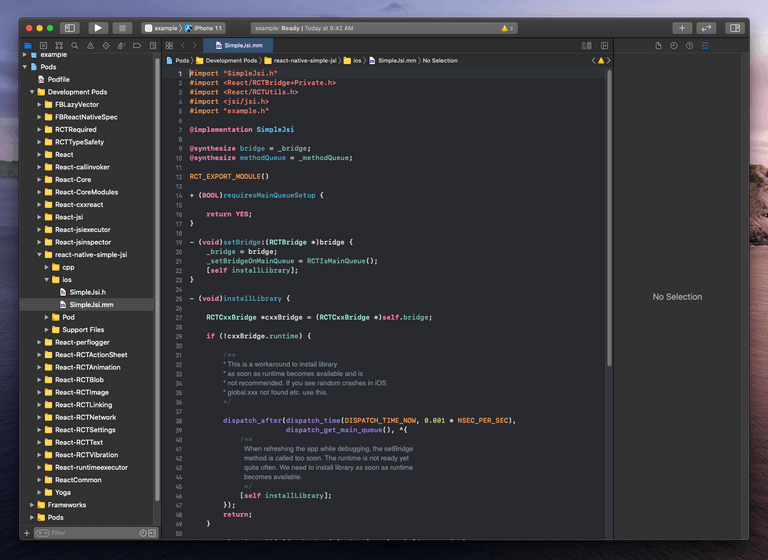 Xcode image of JSI module