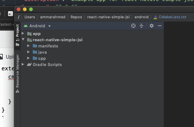 JSI module android studio folder layout