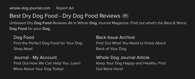 Bing search ad on DuckDuckGo