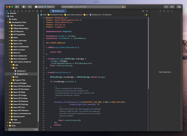 Xcode image of JSI module